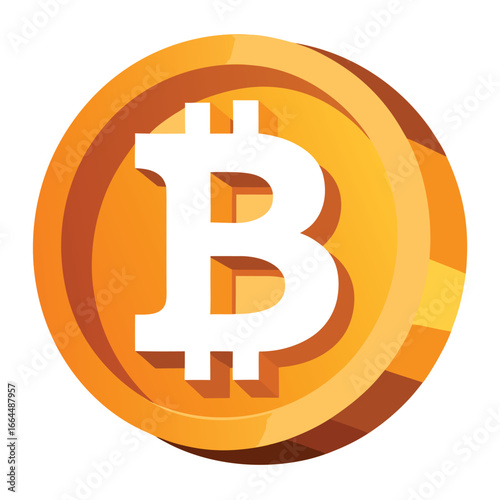 A cryptocurrency Bitcoin logo in orange with a 3D coin design, a powerful and modern icon for digital currency and finance.