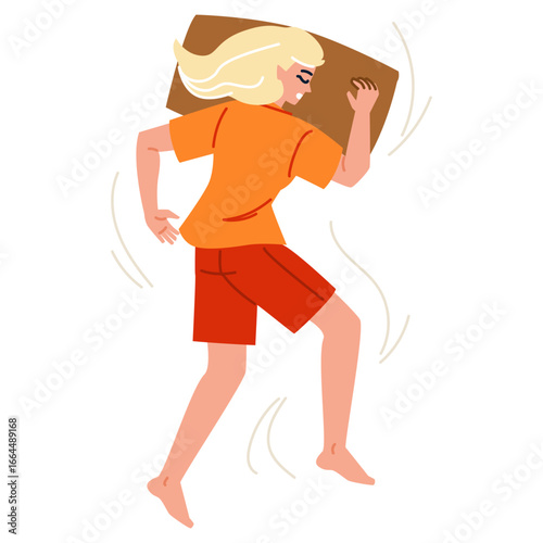 Sleepwalking woman running with pillow in hands