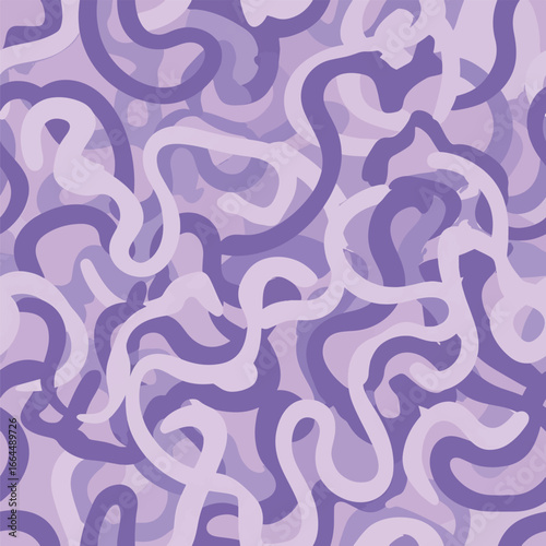 Seamless Pattern, Abstract purple vector pattern with winding lines and overlapping shapes design Stock royalty free