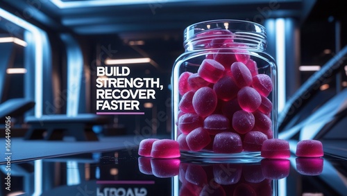 Strength building with creatine gummies for faster recovery at the gym in a high-tech environment