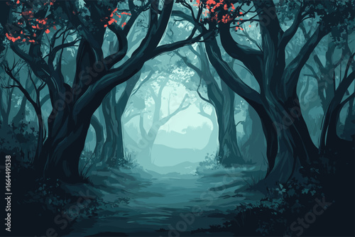 Mysterious Foggy Forest Path