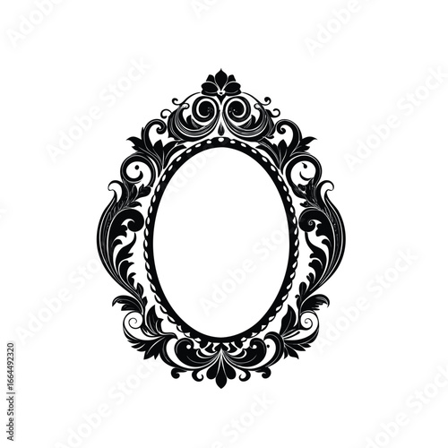 Ornate picture frames in a detailed black and white baroque style for decoration