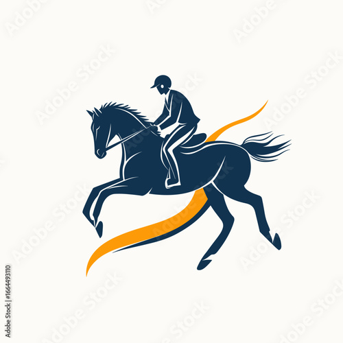 Elegant silhouette of a horse rider in motion
