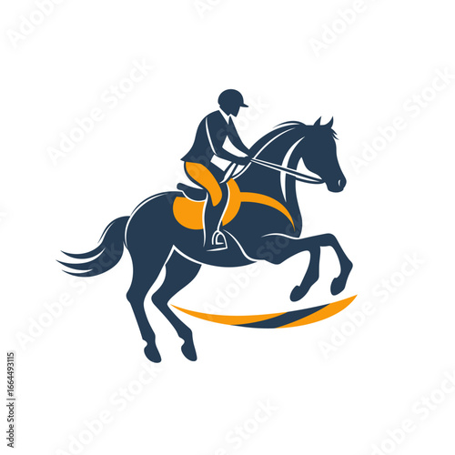 Elegant silhouette of a horse rider in motion