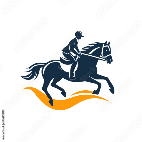 Elegant silhouette of a horse rider in motion