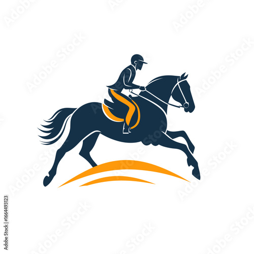 Elegant silhouette of a horse rider in motion