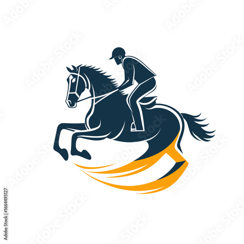 Elegant silhouette of a horse rider in motion