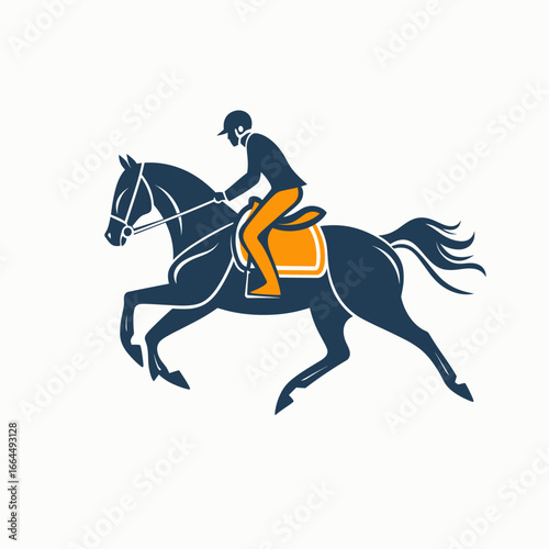 Elegant silhouette of a horse rider in motion