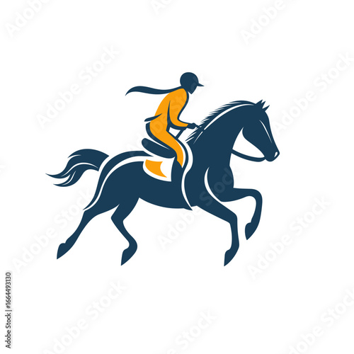 Elegant silhouette of a horse rider in motion