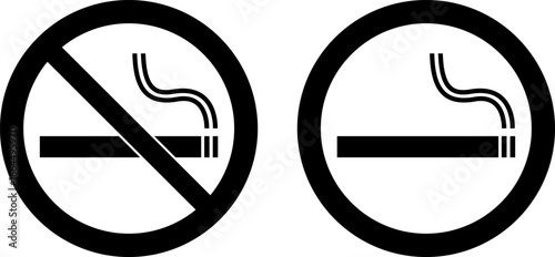 No Smoking sign. No Smoking And Smoking Area symbol isolate on white background - printable set silhouette icon design