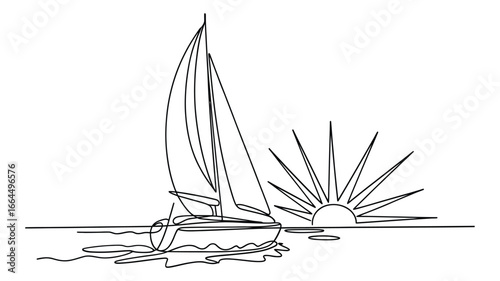 Sailboat at sunrise on the ocean