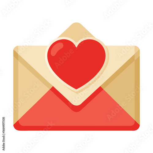 A love letter envelope with a heart-shaped seal, a romantic and sweet icon for love messages and valentines day.