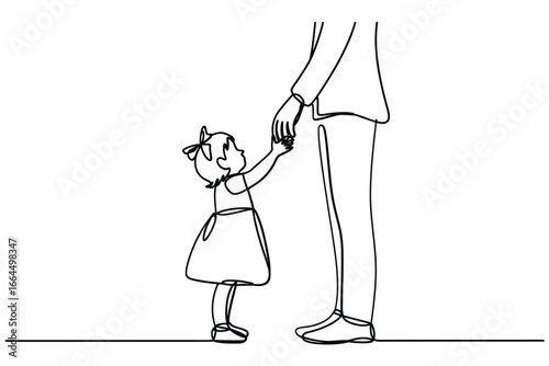 Child s hand held by adult in simple line drawing