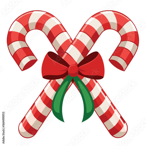 A pair of striped candy canes crossed together, a classic and sweet symbol of the Christmas and holiday season.