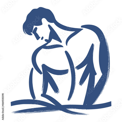 Gay art masculine man brush stroke style vector illustration