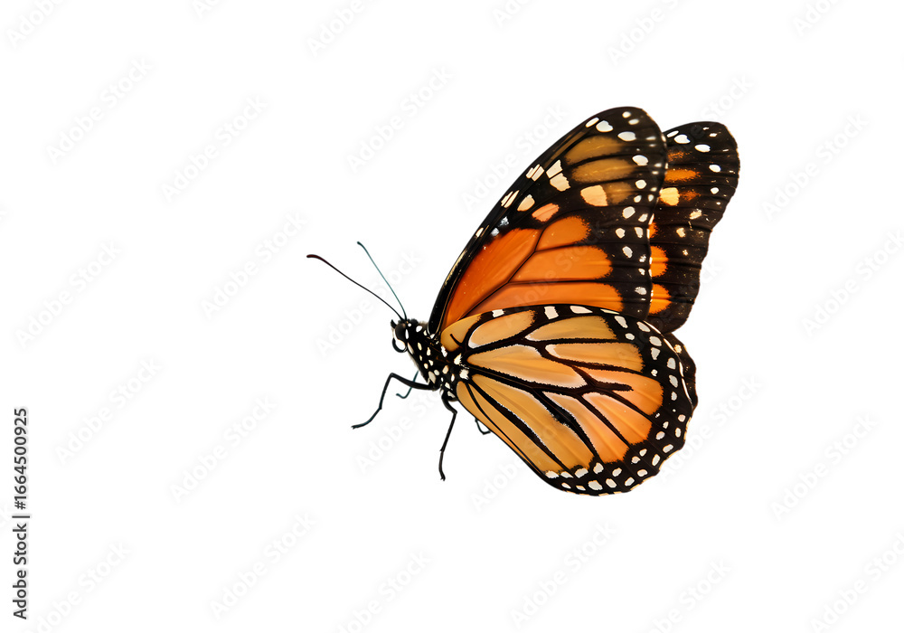 Fototapeta premium Monarch Butterfly on White Background isolated on transparent background