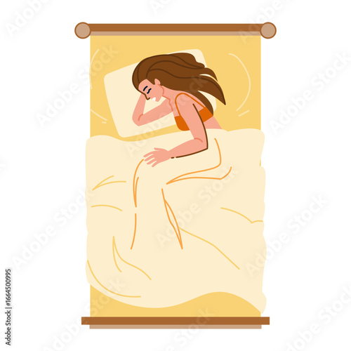 Woman sleeping peacefully in comfortable bed, enjoying restful night