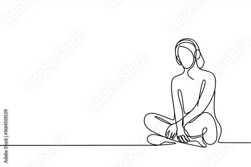Minimalist line art of a person listening to music with headphones
