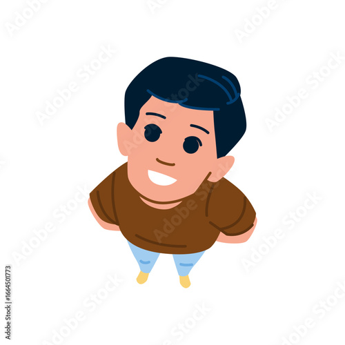 Smiling boy looking up with hope and happiness