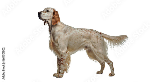 English Setter isolated on white: graceful hunting dog breed.