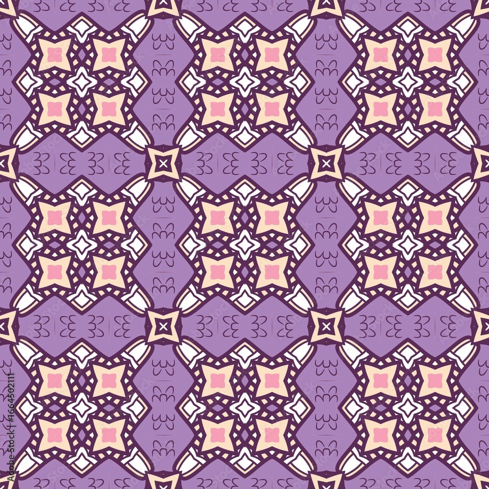 Fototapeta premium Whimsical Lilac Playful Ornaments geometric seamless pattern