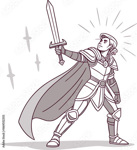  fantasy warrior with glowing sword and magical army