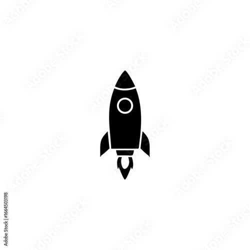 Vector art of black rocket ship launching upwards