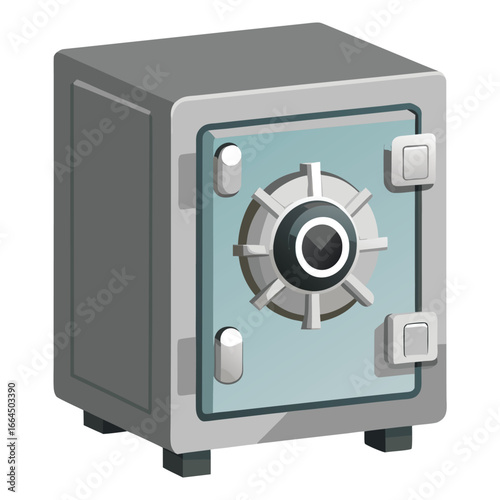 A safe box with a dial lock and a metallic steel design, a classic icon for financial security and valuable protection.