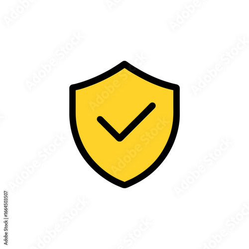 Vector art of yellow shield with a check mark