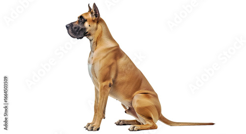 Great Dane full body side view on white: giant dog breed.