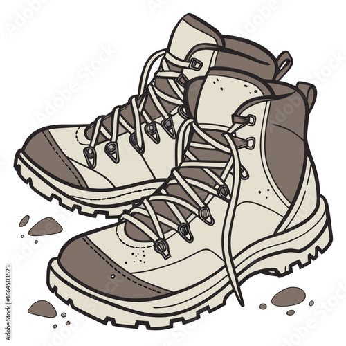 Hiking Boots Vector | Generative AI Linocut Silhouette Design