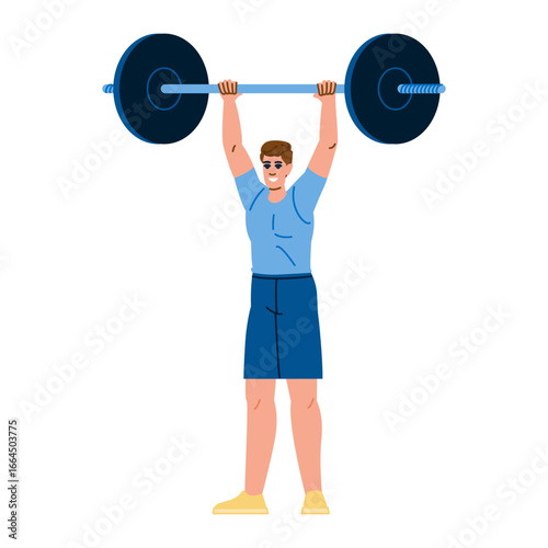 Determined male athlete lifting weights during cross training workout