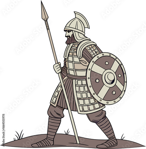 persian warrior in traditional battle armor histe.