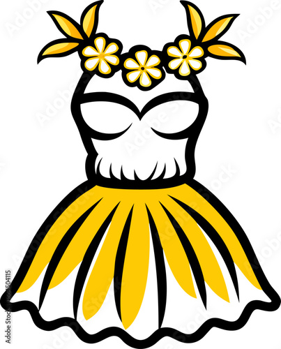 Hawaiian hula dancer in traditional dress with flower crown