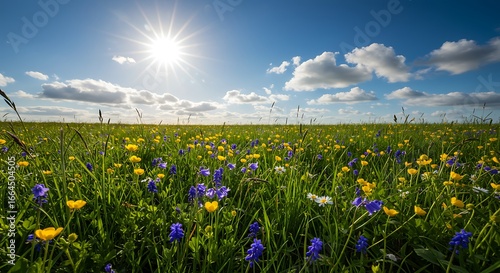 Sun-Drenched Meadow: A Burst of Spring Color