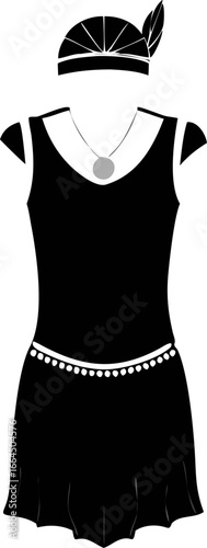 Elegant 1920s flapper dress and headband design