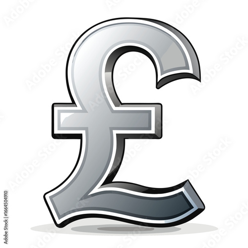 A shining Pound Sterling symbol icon in a polished silver finish, a clean and modern icon for finance and banking.