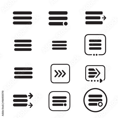 Minimal Hamburger Menu Icon Set – 12 UI Variations in Line Art