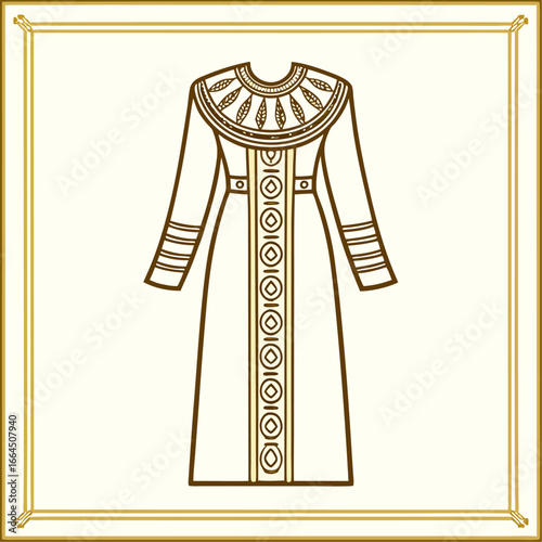 Cleopatra inspired egyptian dress isolated on white background