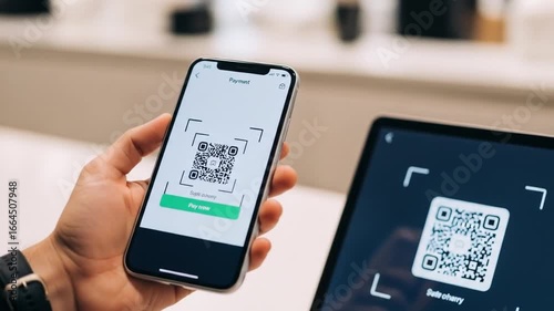 Contactless mobile payments via QR code on mobile phone and tablet for easy transactions