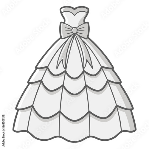 Elegant tiered tulle gown with back bow design