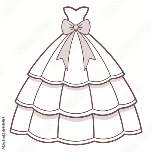Elegant tiered tulle gown with back bow design