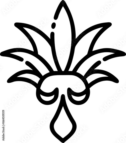 Carnival samba costume with feathers isolated on white background