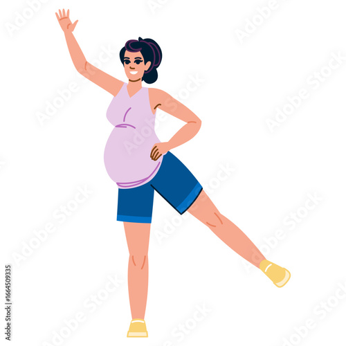 Pregnant woman exercising and maintaining healthy lifestyle during pregnancy