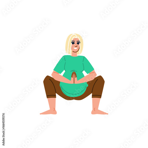 Pregnant woman doing yoga exercise, maintaining healthy lifestyle during pregnancy