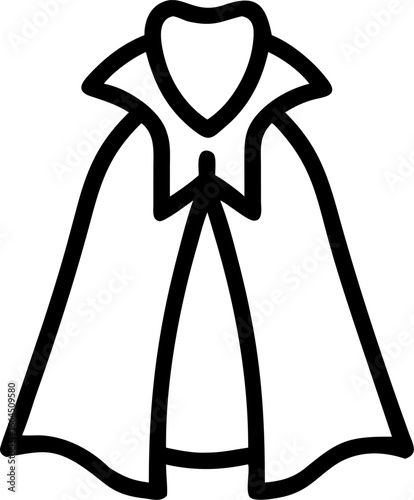 Gothic vampire gown with cape isolated on white background