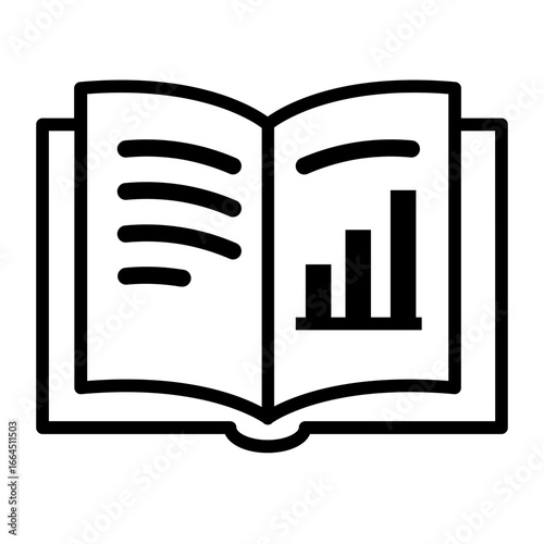 Open Book Icon with Chart Symbolizing Knowledge, Data Analysis, and Education in Graphic Design