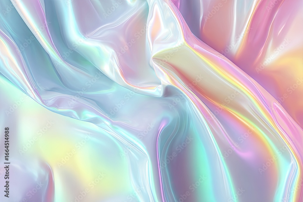 Naklejka premium Abstract iridescent fabric drapes in pastel hues