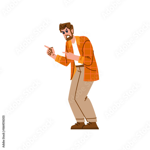 Angry man pointing finger accusing someone, showing negative emotions
