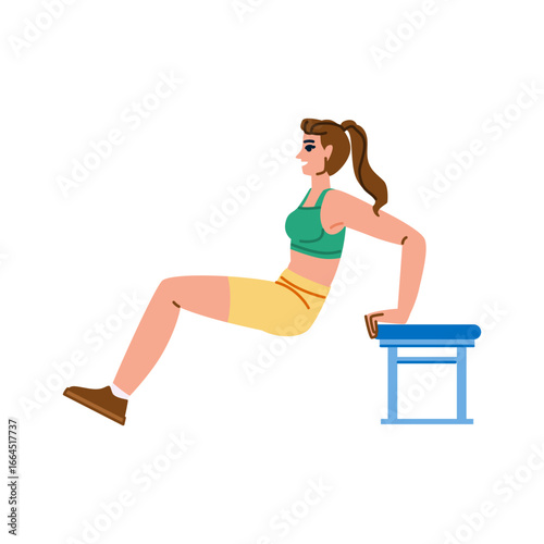 Woman performing bench dips exercise for triceps and shoulders